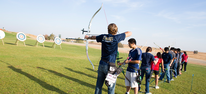 UC Merced students practicing archery.