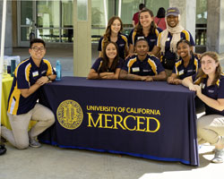 UC Merced Admissions student tour providers at the Welcome Center.